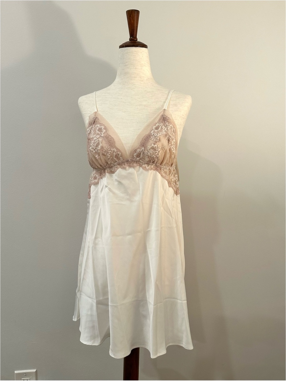 Lace and Ivory Satin Slip Dress and Robe